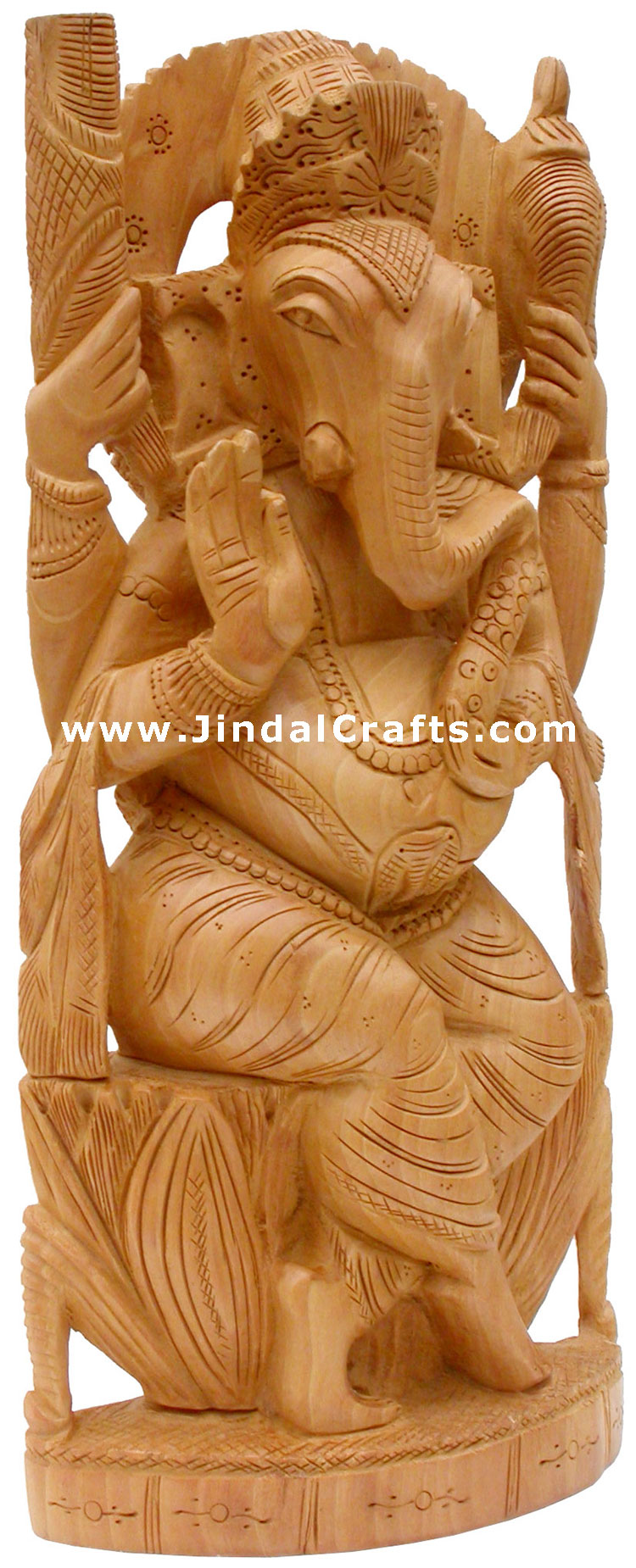 Handcrafted Wooden Ganesha Hindu Sculptures Art