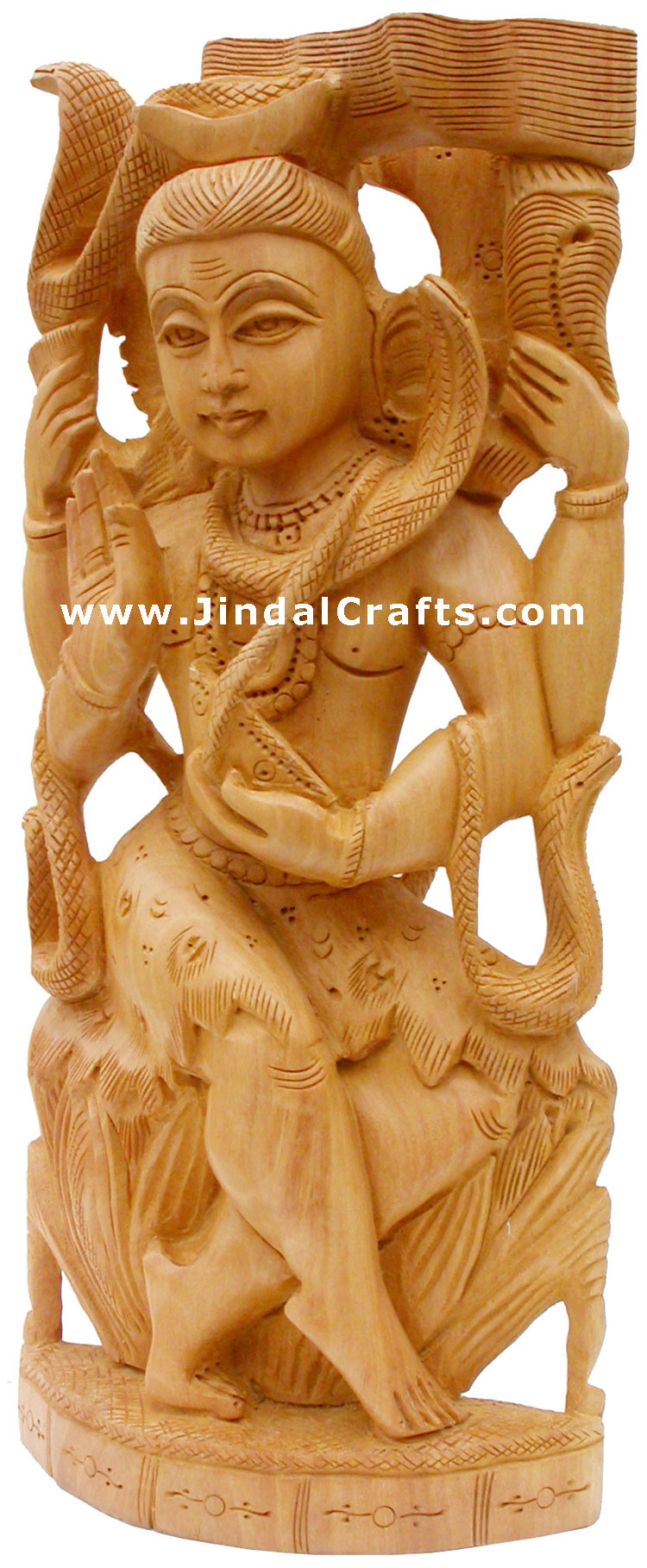 Handcrafted Wooden God Shiva Hindu Sculptures Art