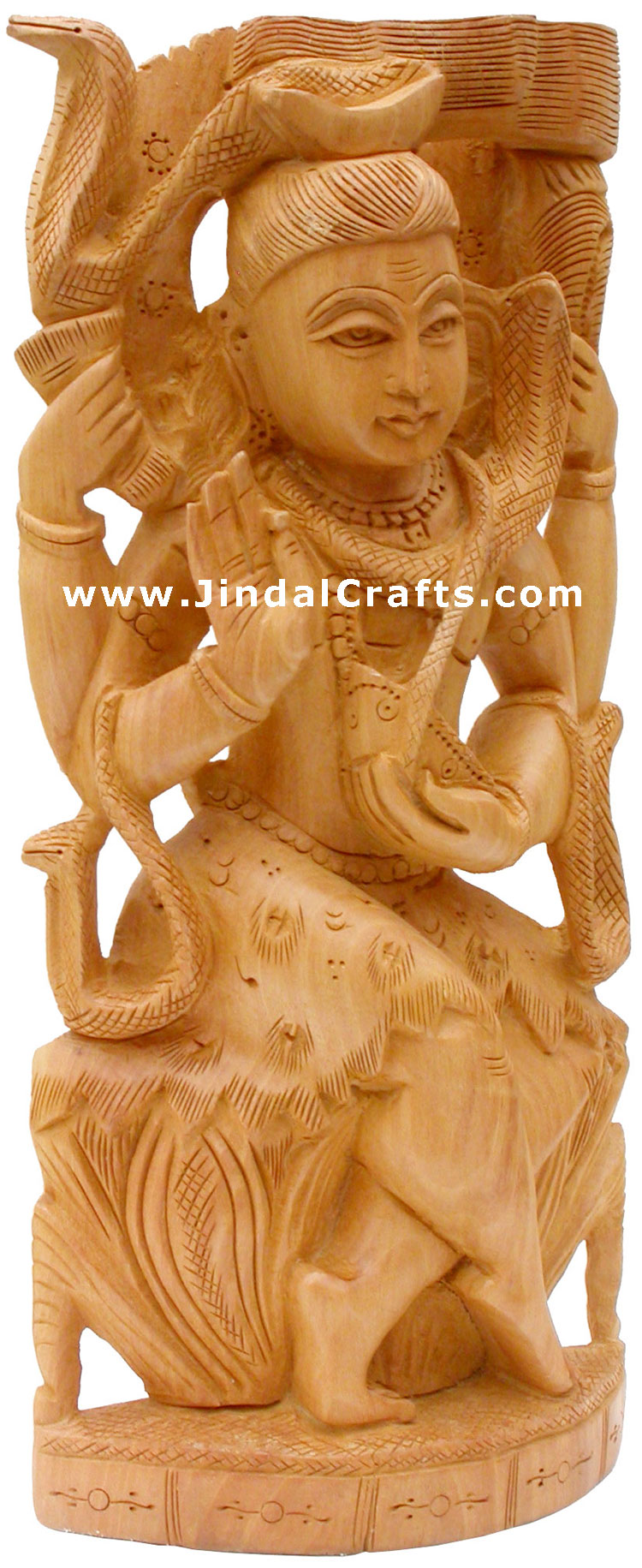 Handcrafted Wooden God Shiva Hindu Sculptures Art