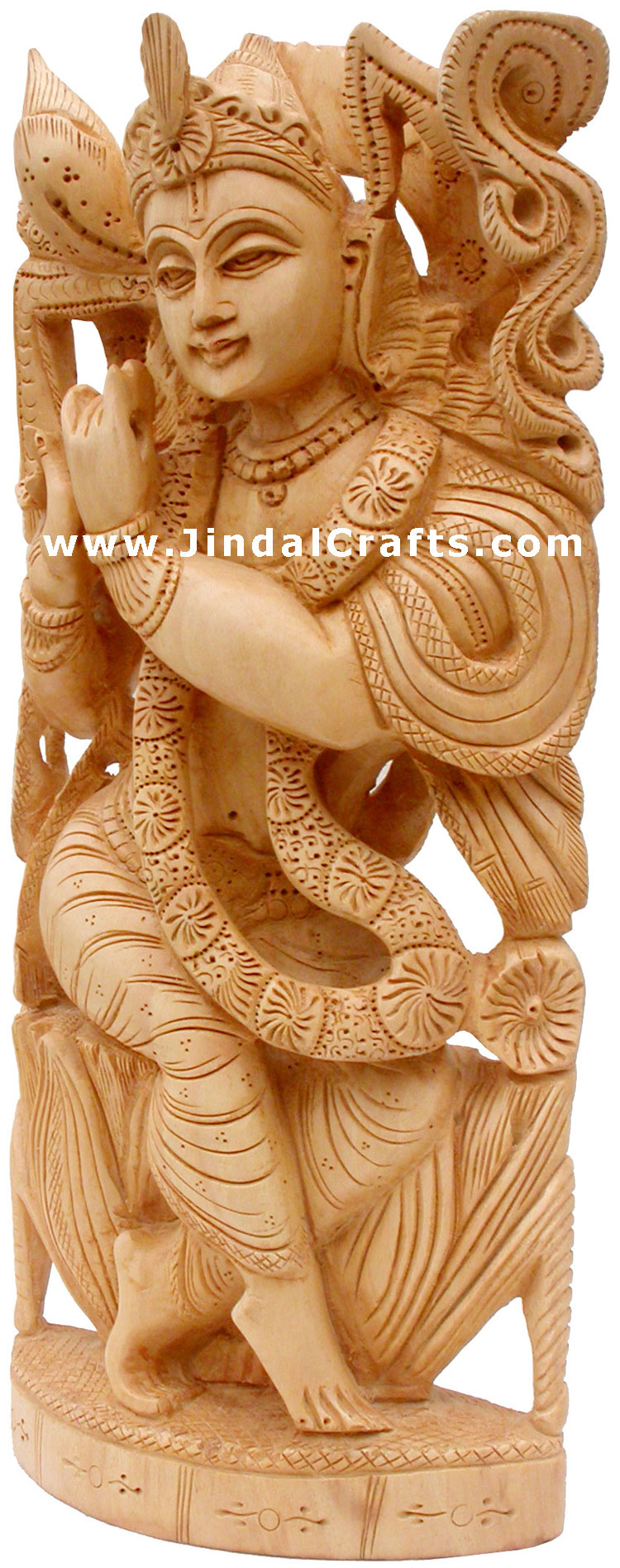 Handcrafted Wooden Krishna Hindu Sculptures Art