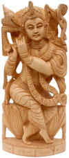 Handcrafted Wooden Krishna Hindu Sculptures Art