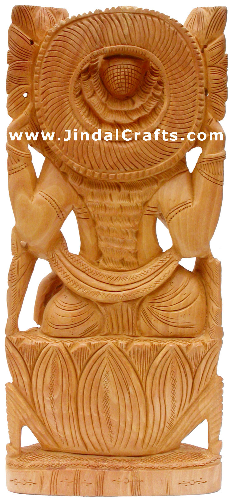 Handcrafted Wooden Goddess Lakshmi Hindu Sculpture Art