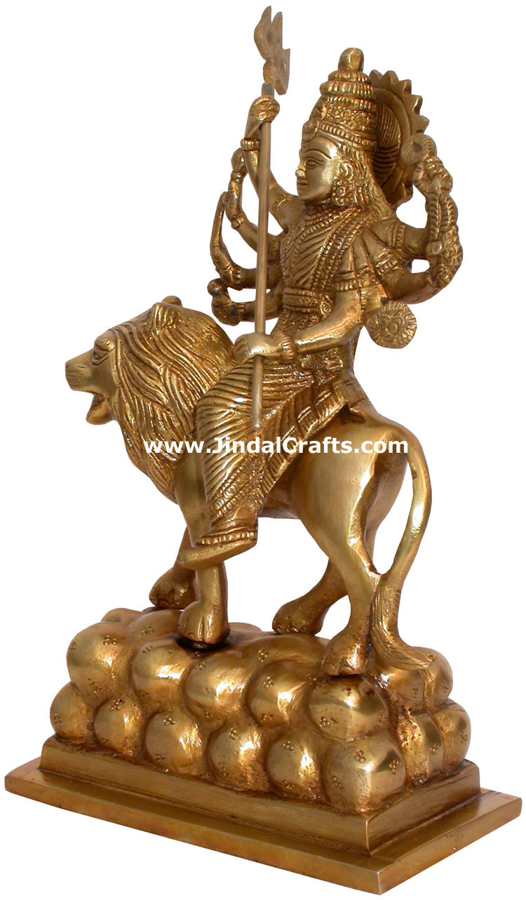 Hindu Deities Goddess Durga India Brass Carving Arts