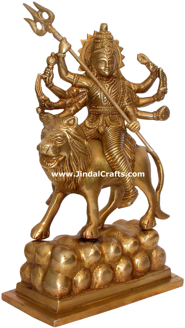 Hindu Deities Goddess Durga India Brass Carving Arts