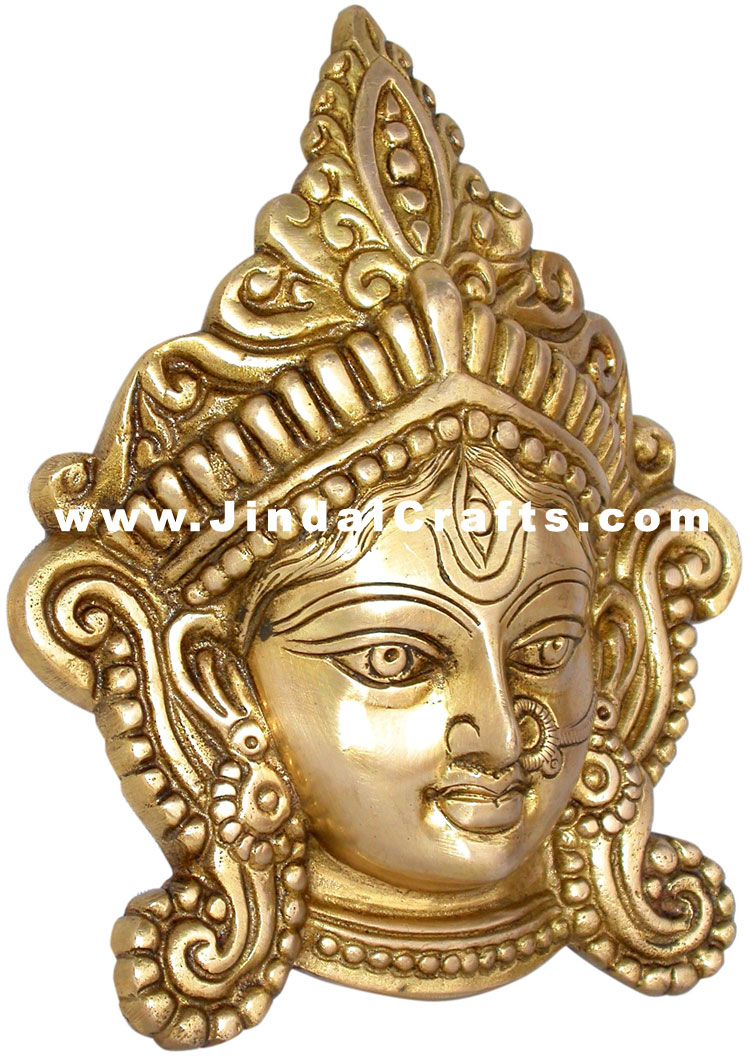 Durga Face Wall Hanging Indian Religious Goddess Home Decor Figurines Artifacts