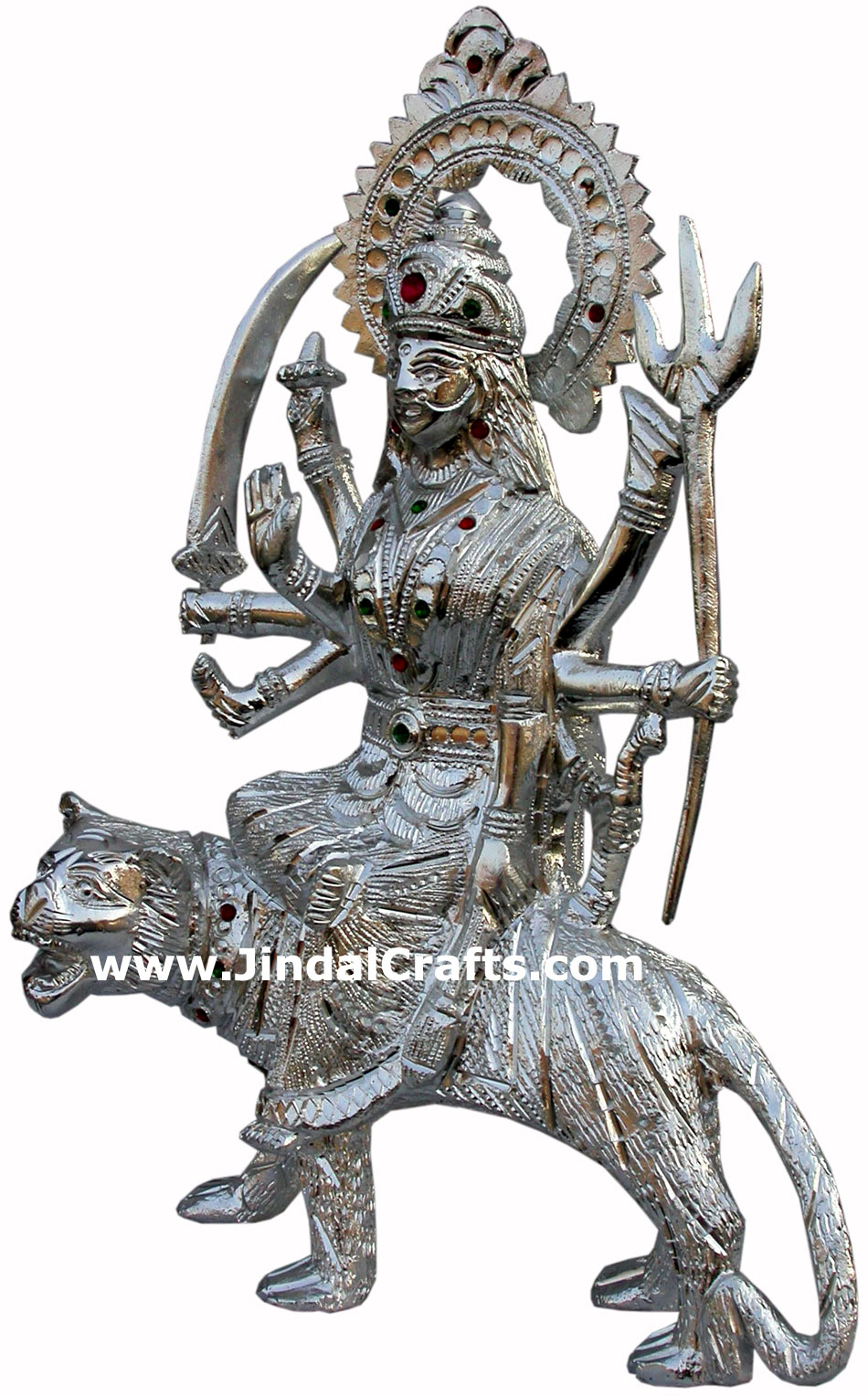 Durga - Hand Carved Indian Art Craft Handicraft Home Decor Aluminium Figurine