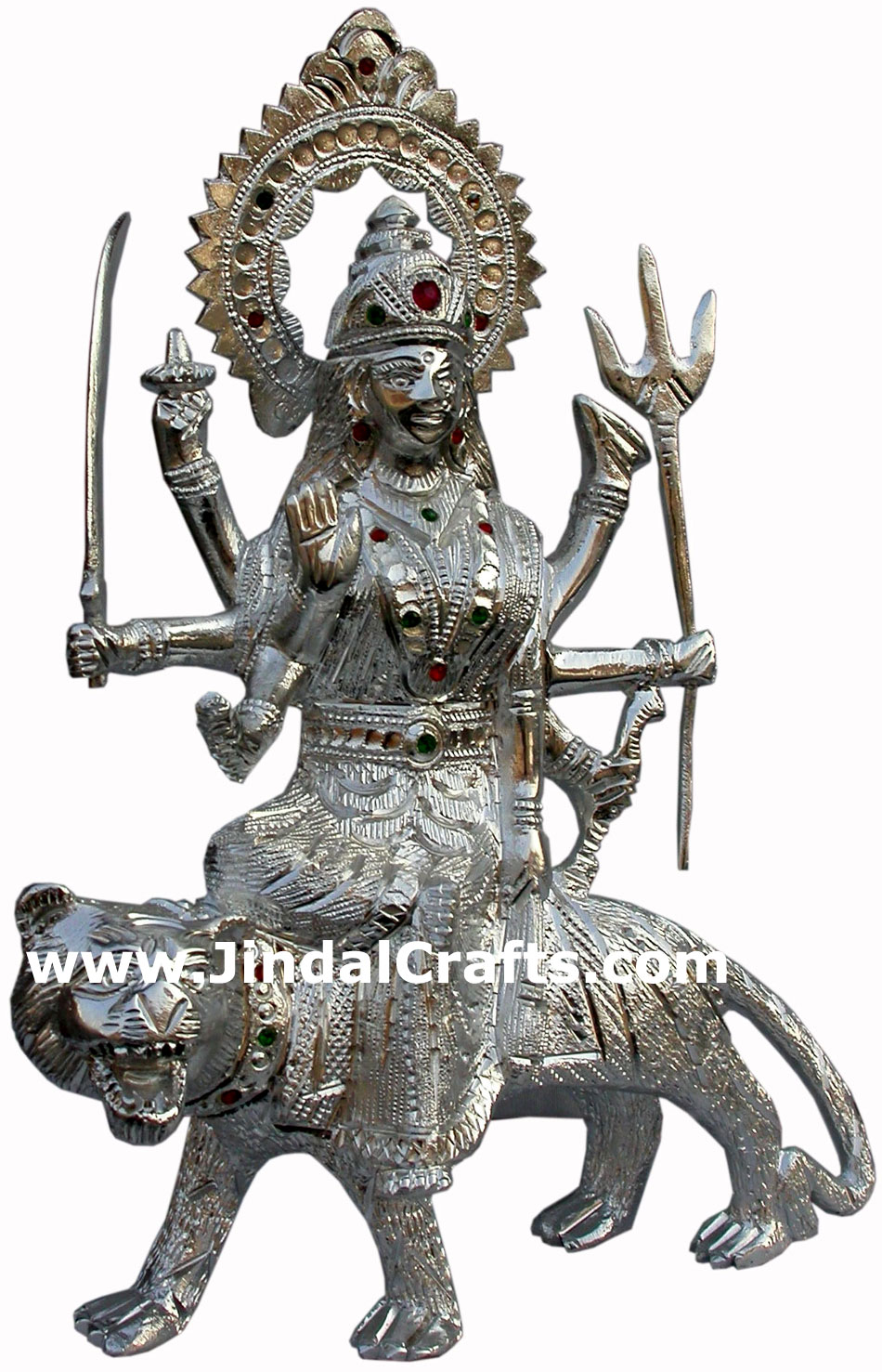 Durga - Hand Carved Indian Art Craft Handicraft Home Decor Aluminium Figurine