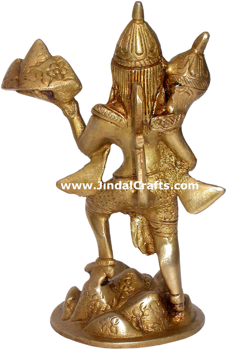 Hindu Deities Veer Hanuman India Brass Carving Artefact