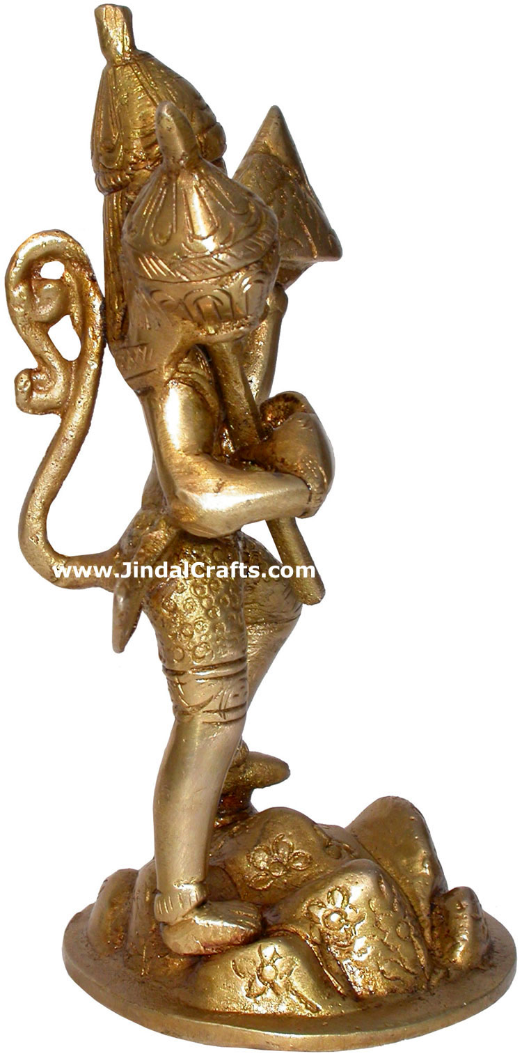 Hindu Deities Veer Hanuman India Brass Carving Artefact