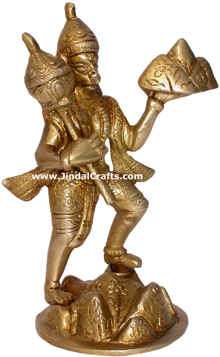 Hindu Deities Veer Hanuman India Brass Carving Artefact