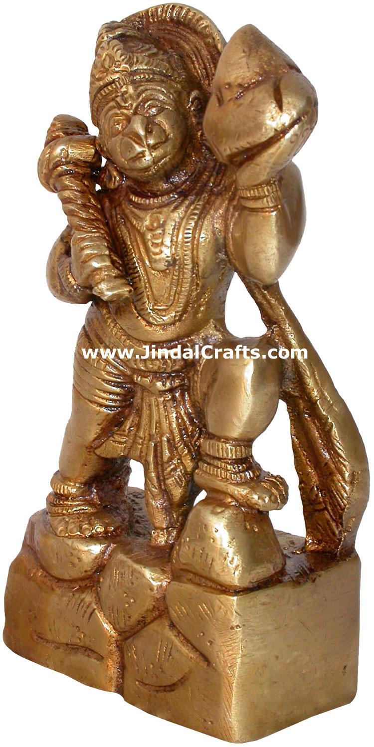 Hindu Deities Veer Hanuman India Brass Carving Artefact