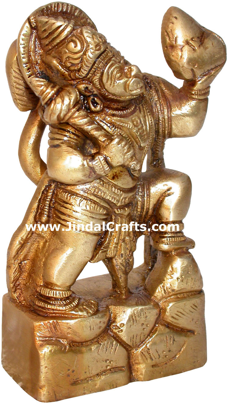 Hindu Deities Veer Hanuman India Brass Carving Artefact