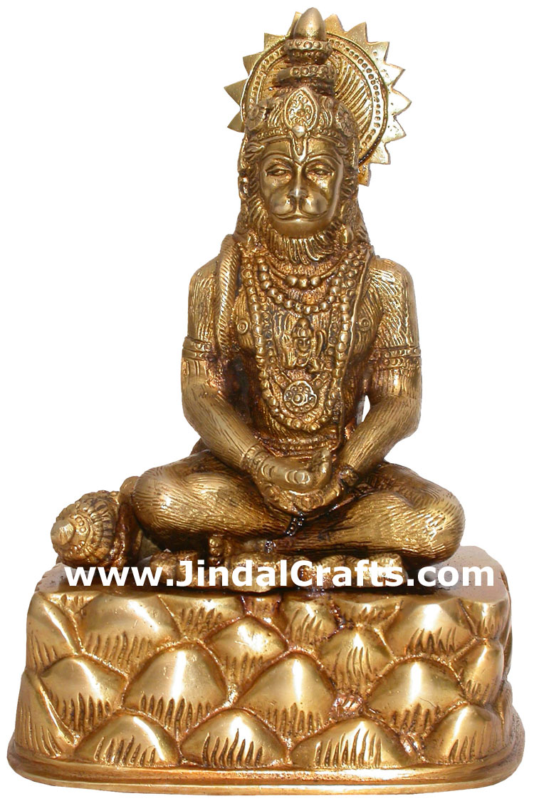 Hindu Deities Veer Hanuman India Brass Carving Artefact