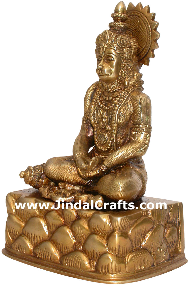 Hindu Deities Veer Hanuman India Brass Carving Artefact