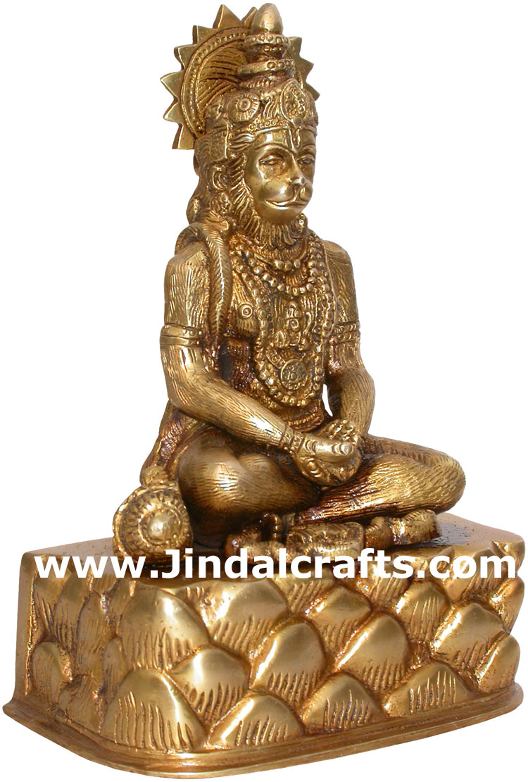 Hindu Deities Veer Hanuman India Brass Carving Artefact