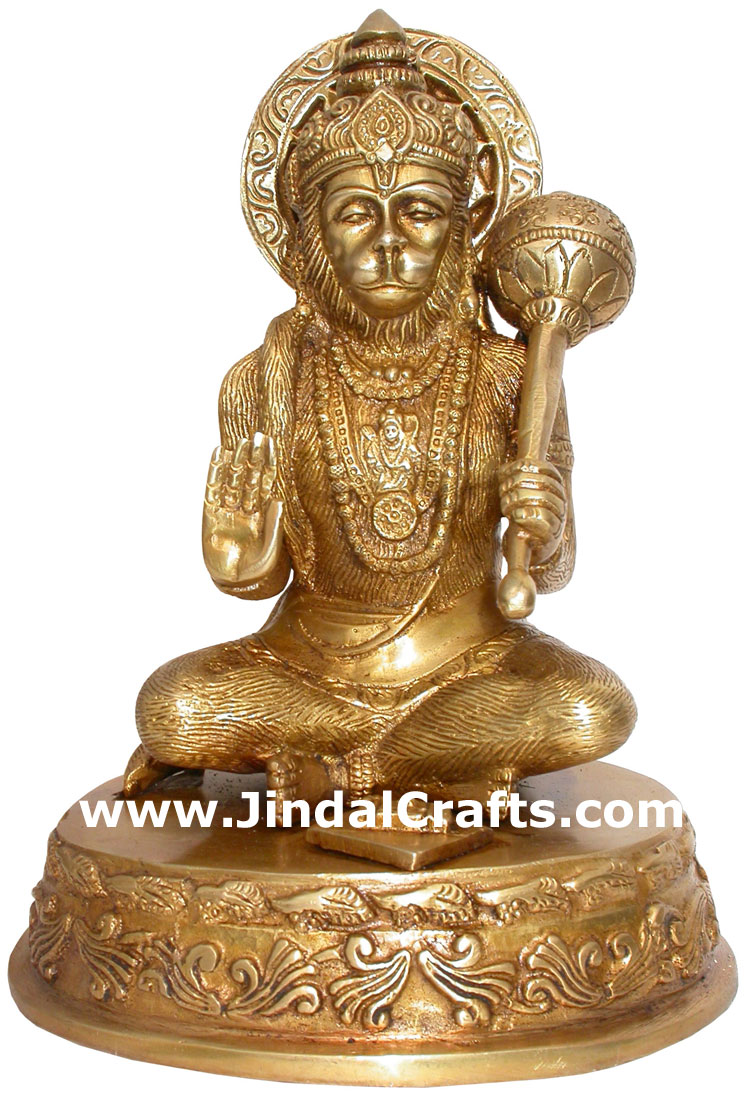 Hindu Deities Veer Hanuman India Brass Carving Artefact