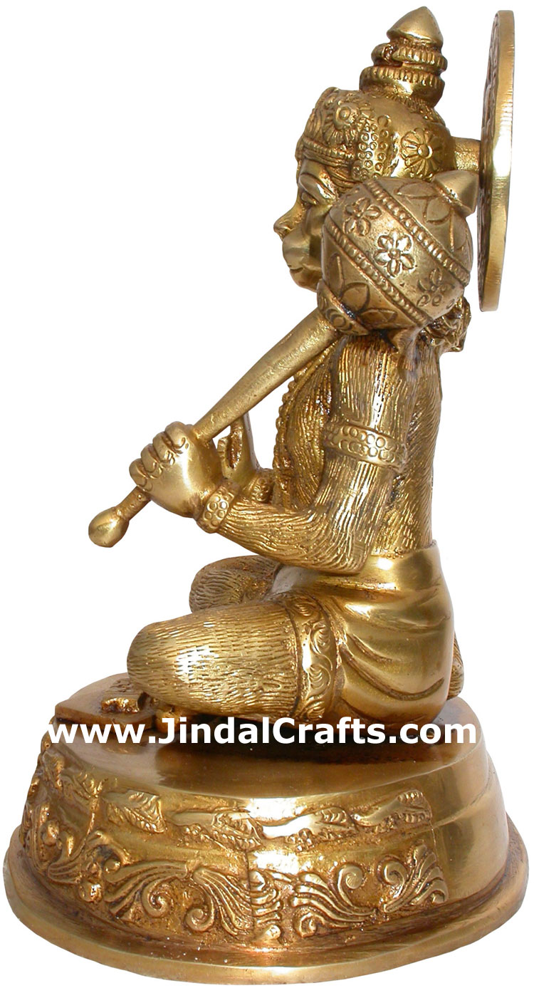 Hindu Deities Veer Hanuman India Brass Carving Artefact