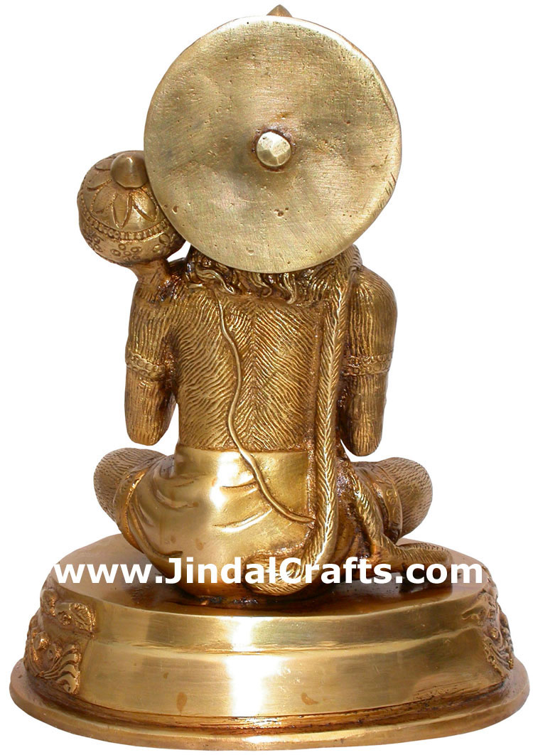 Hindu Deities Veer Hanuman India Brass Carving Artefact