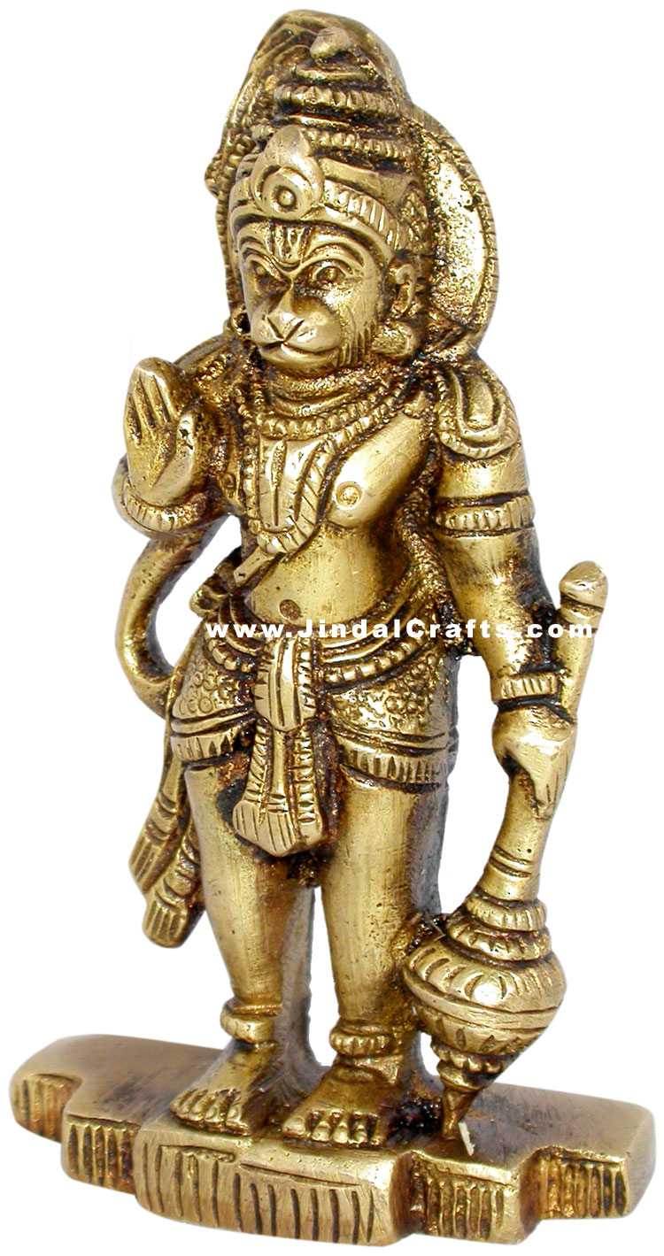 Lord Hanuman Indian God Brass Sculpture Hand Crafted