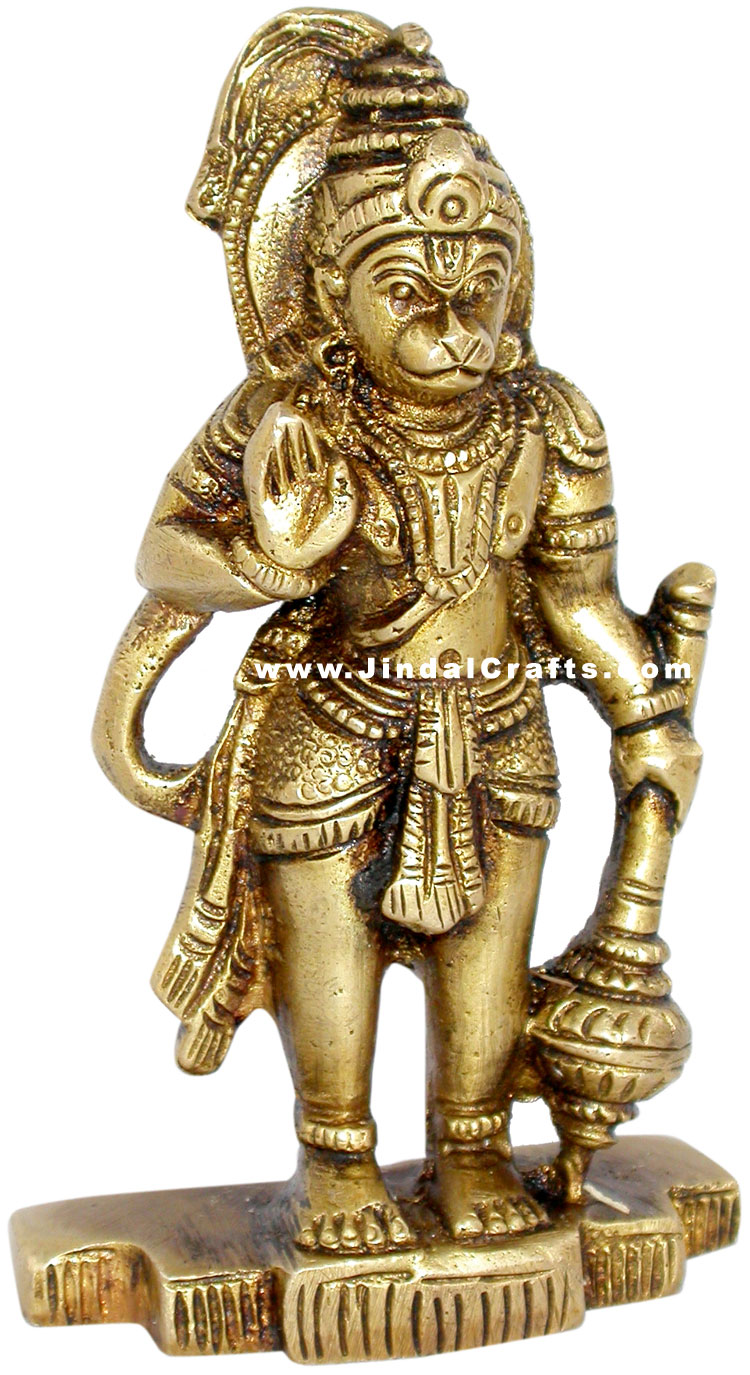 Lord Hanuman Indian God Brass Sculpture Hand Crafted
