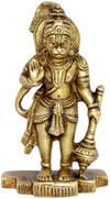 Lord Hanuman Indian God Brass Sculpture Hand Crafted