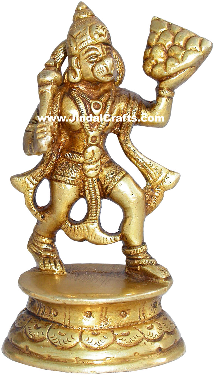 Handmade Brass Statue of Lord Hanuman India Brassware Handicraft Art Craft