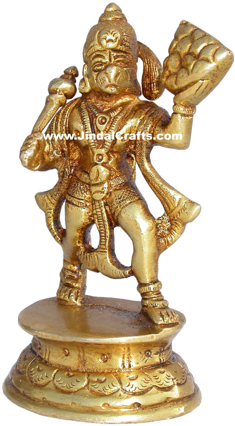 Handmade Brass Statue of Lord Hanuman India Brassware Handicraft Art Craft