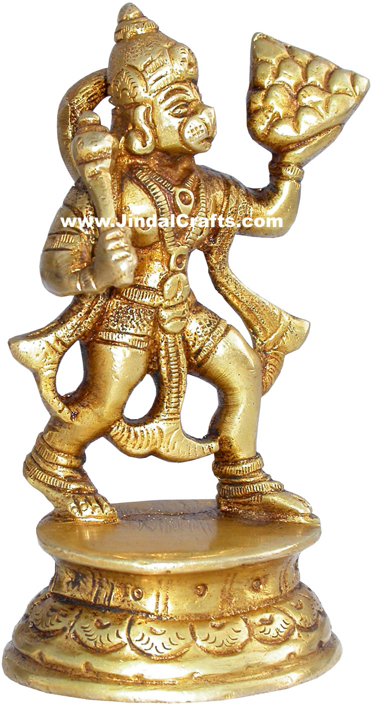 Handmade Brass Statue of Lord Hanuman India Brassware Handicraft Art Craft