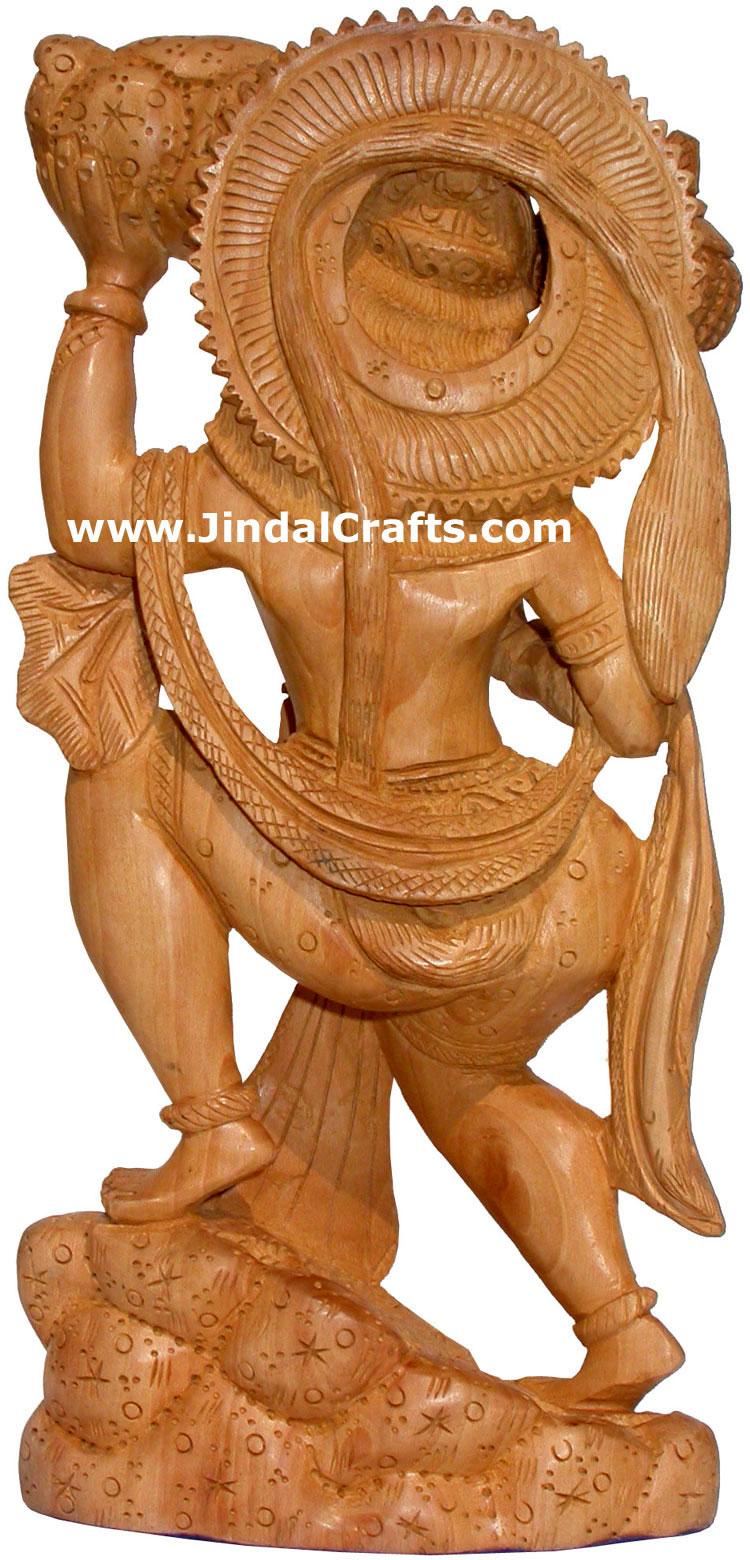 Hand Carved Wooden Hanumaan Figure Indian Art