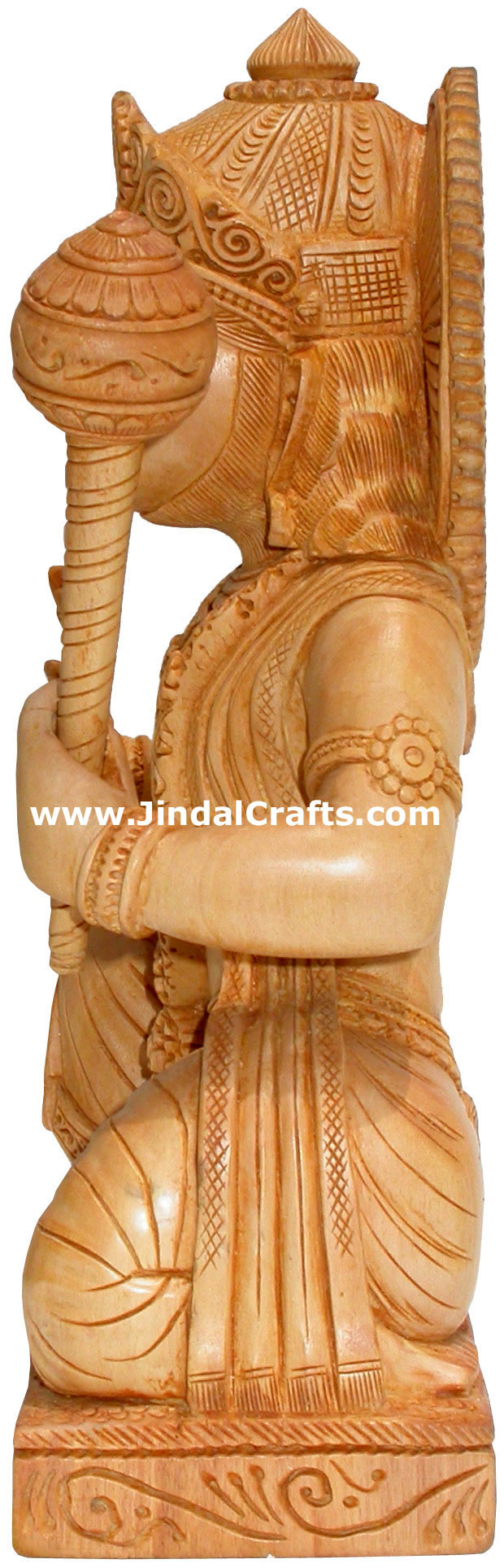 Hand Carved Wooden Hanuman Indian Hindu Religious Sculpture Artifact Idol Figure