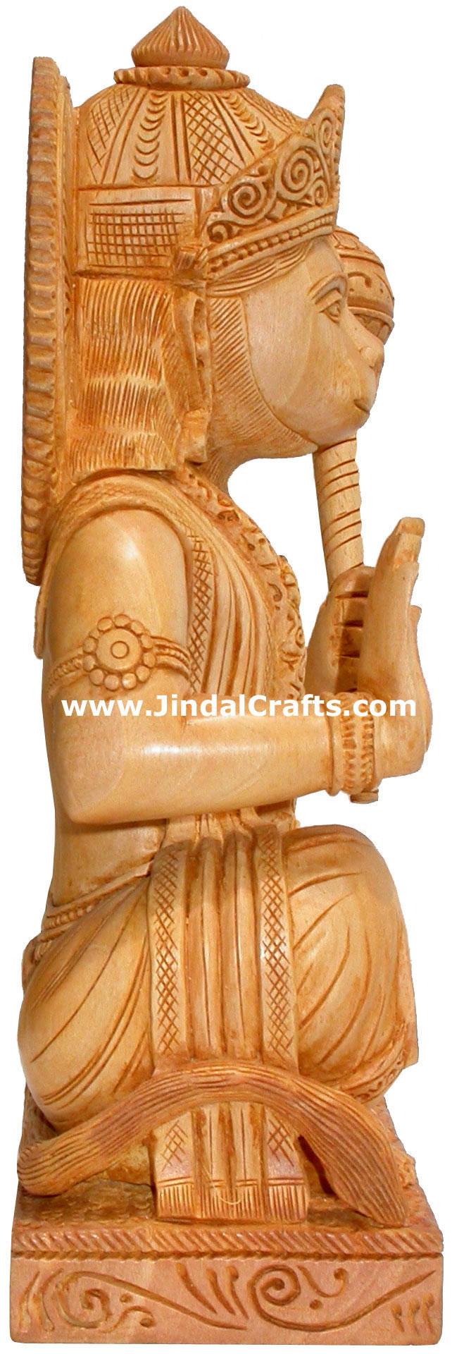 Hand Carved Wooden Hanuman Indian Hindu Religious Sculpture Artifact Idol Figure