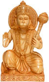 Hand Carved Wooden Hanuman Indian Hindu Religious Sculpture Artifact Idol Figure