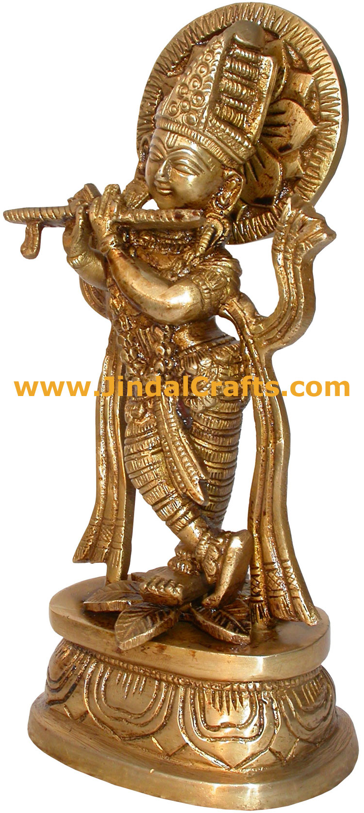 Hindu Deities Lord Krishna India Brass Carving Artefact