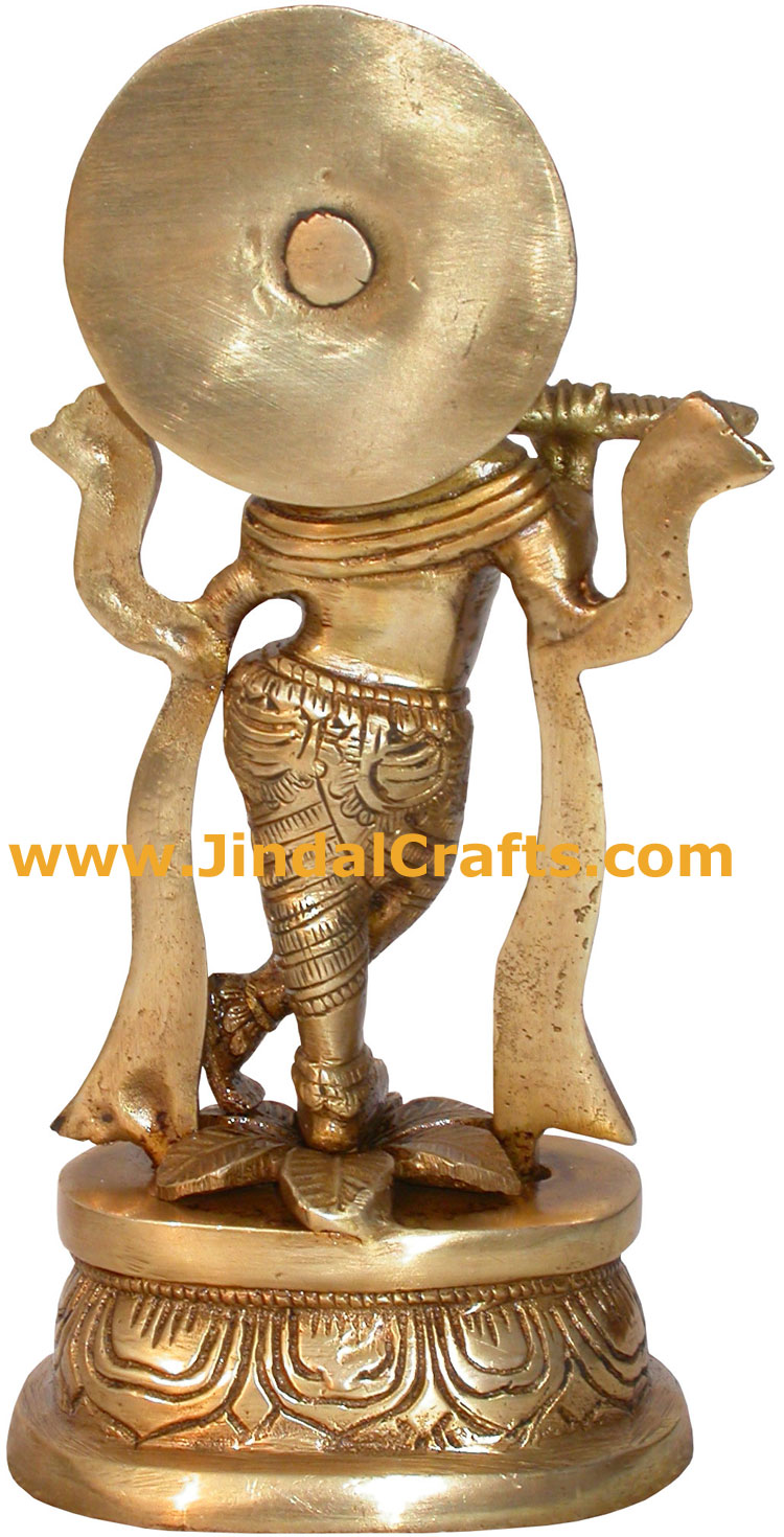 Hindu Deities Lord Krishna India Brass Carving Artefact