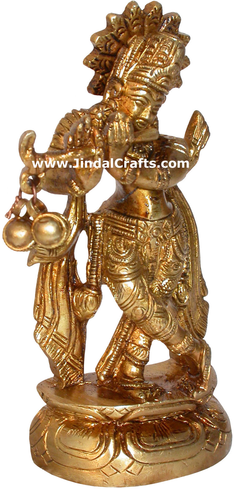 Hindu Deities Lord Krishna India Brass Carving Artefact