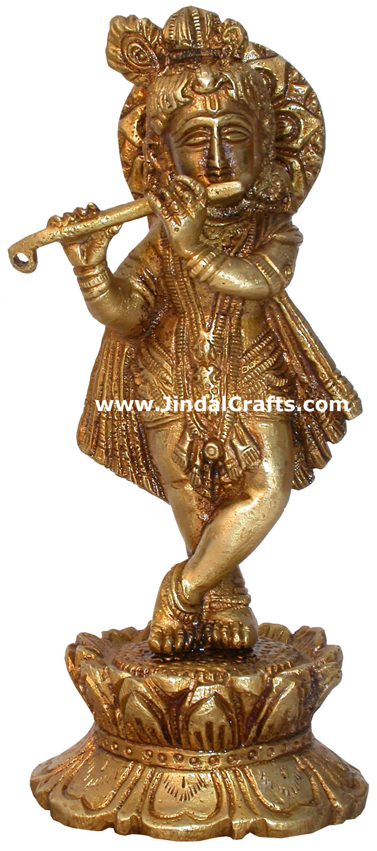 Hindu Deities Lord Krishna India Brass Carving Artefact