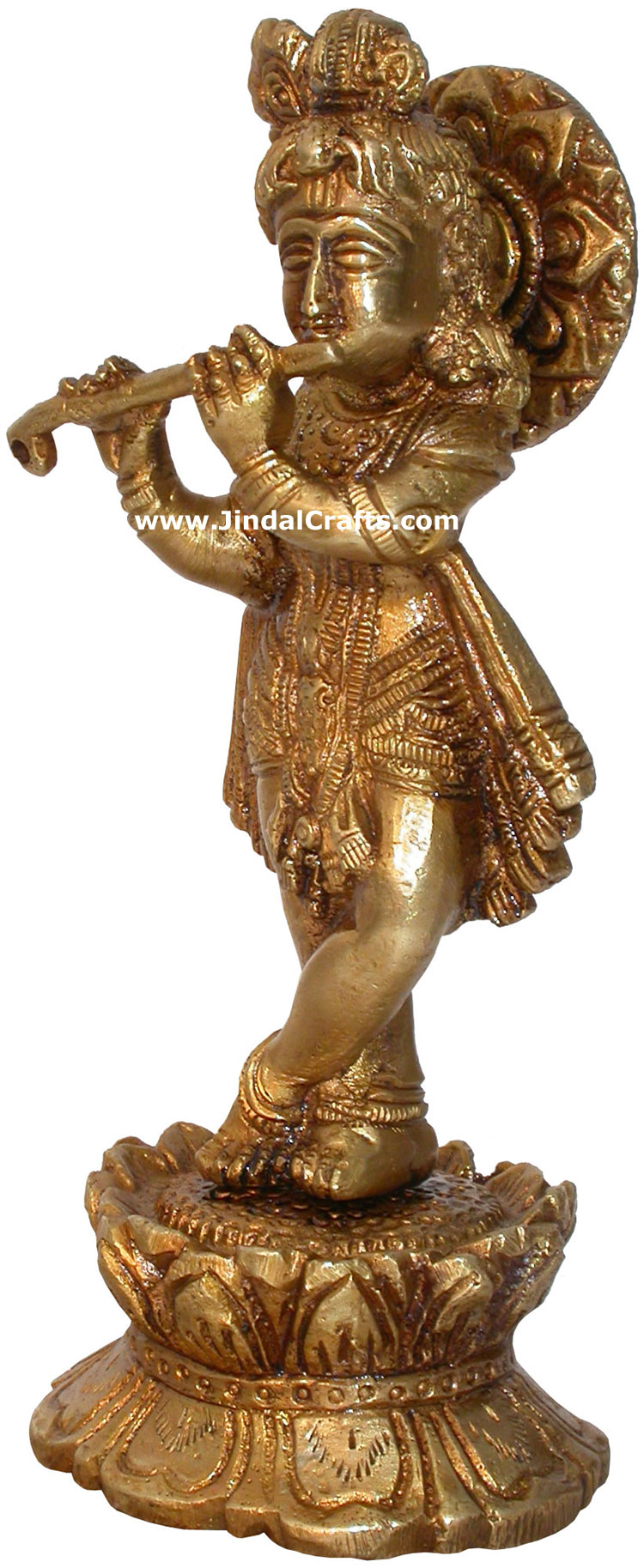 Hindu Deities Lord Krishna India Brass Carving Artefact