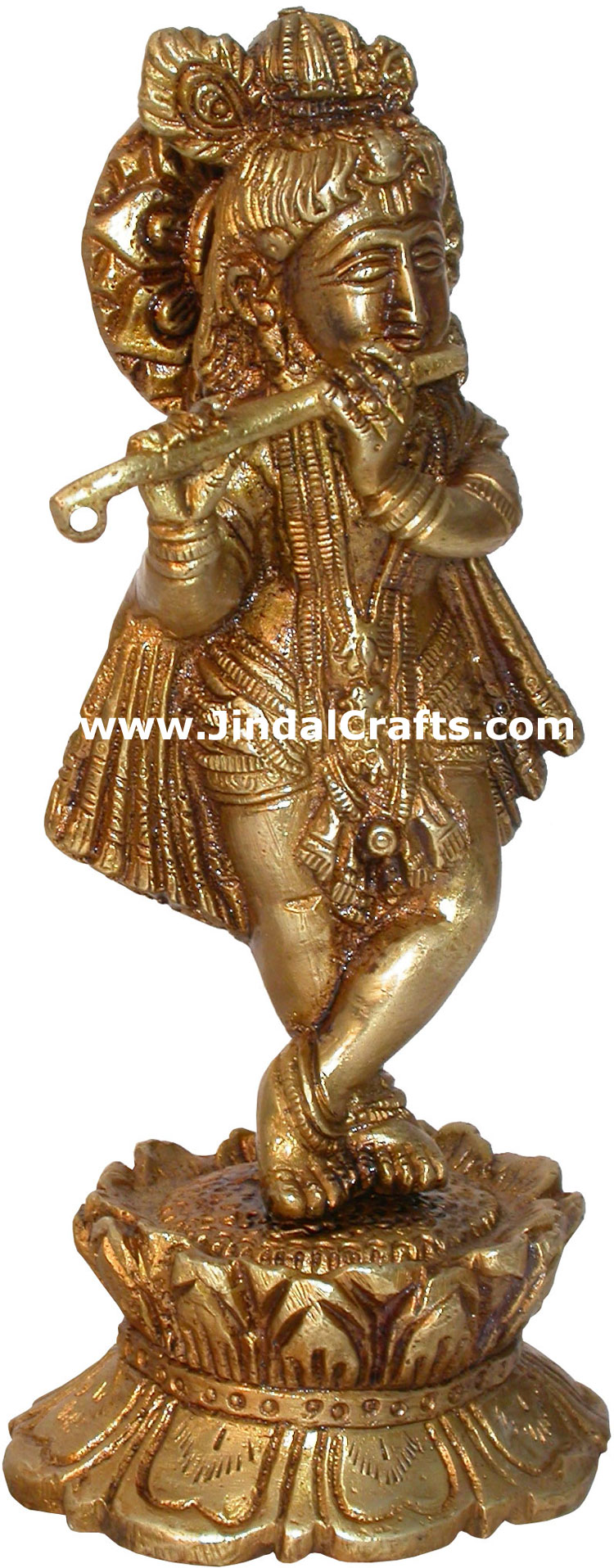 Hindu Deities Lord Krishna India Brass Carving Artefact