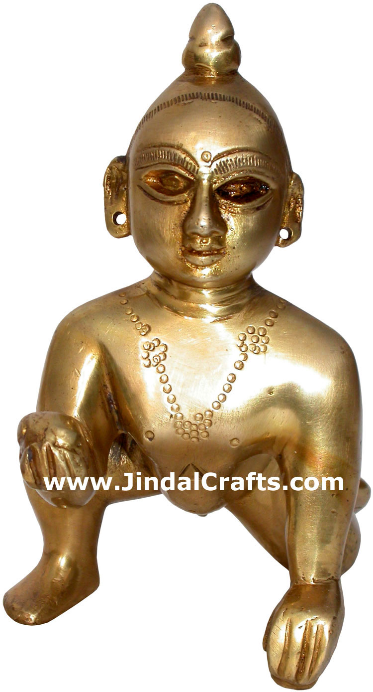 Hindu Deities Lord Krishna India Brass Carving Artefact
