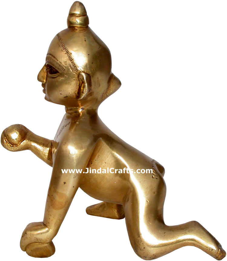 Hindu Deities Lord Krishna India Brass Carving Artefact