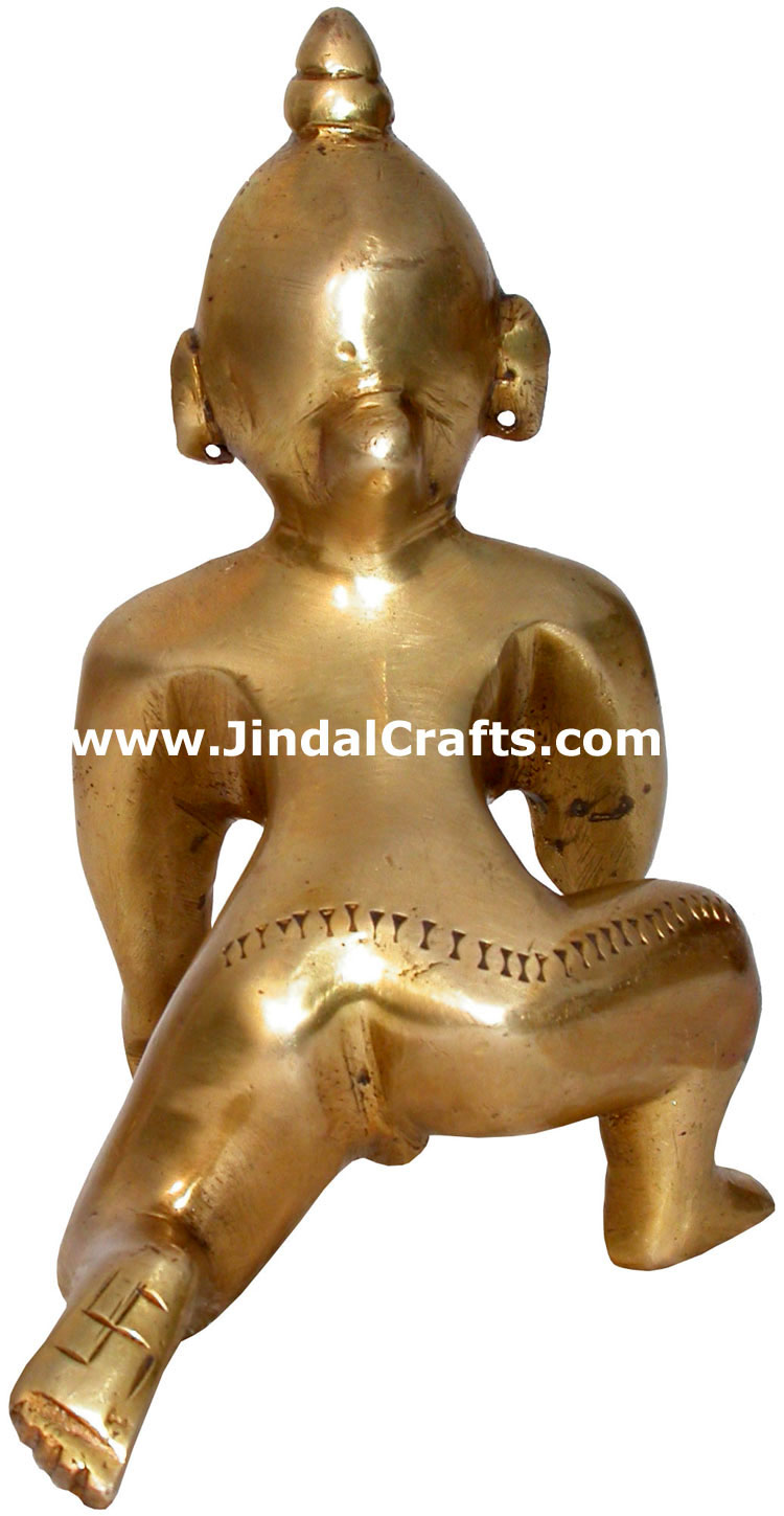 Hindu Deities Lord Krishna India Brass Carving Artefact