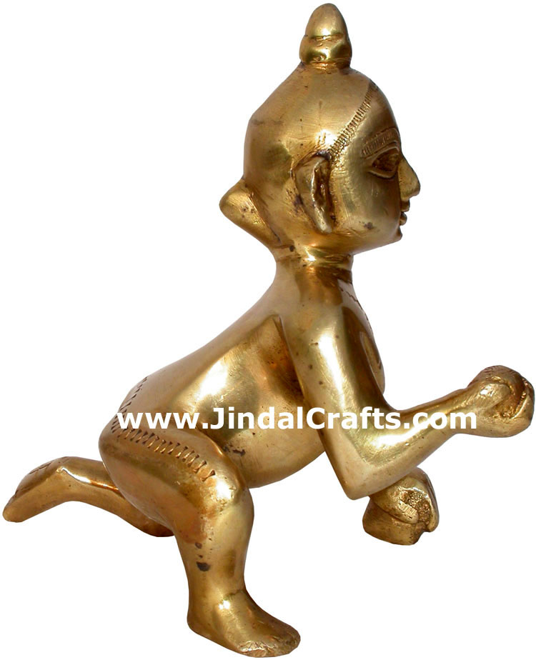 Hindu Deities Lord Krishna India Brass Carving Artefact