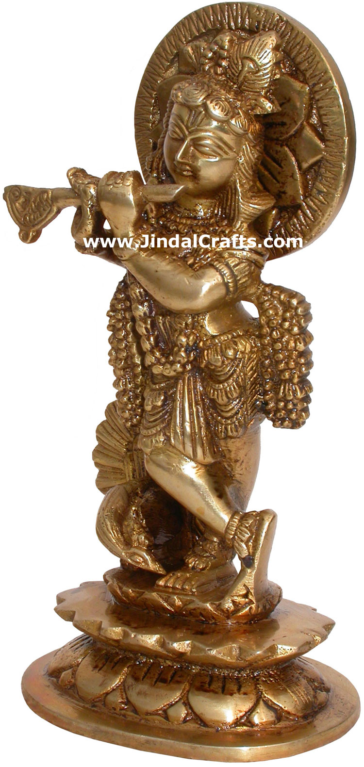 Hindu Deities Lord Krishna India Brass Carving Artefact