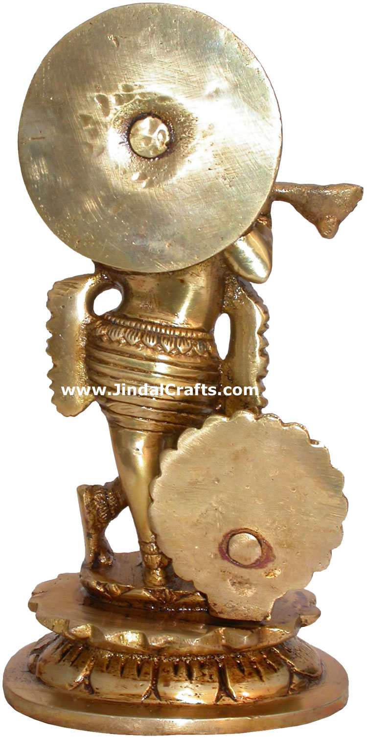 Hindu Deities Lord Krishna India Brass Carving Artefact