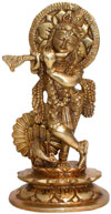 Hindu Deities Lord Krishna India Brass Carving Artefact