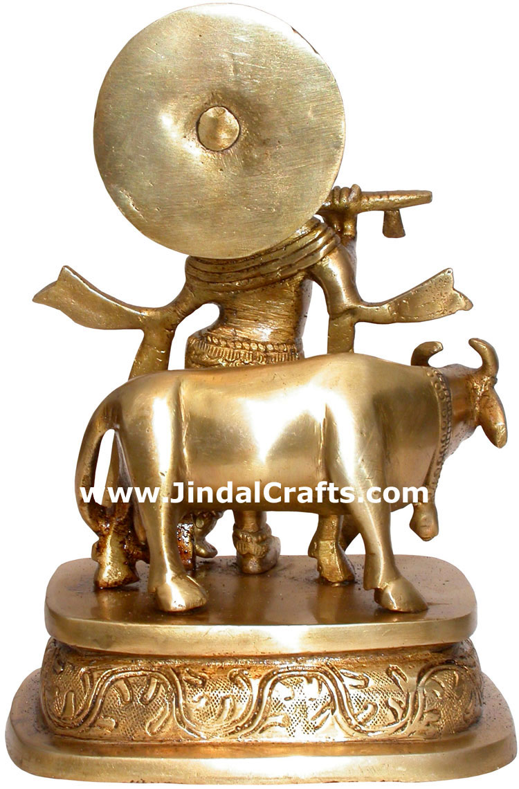 Hindu Deities Lord Krishna India Brass Carving Artefact