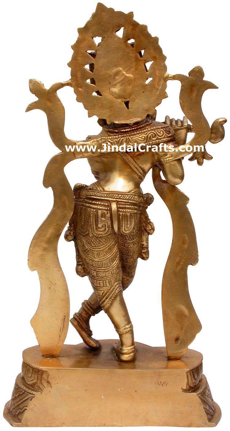 Hindu Deities Lord Krishna India Brass Carving Artefact