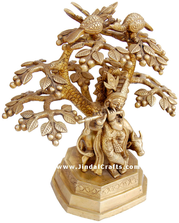 Lord Krishna - Brass Made Hindu God Religious Statue