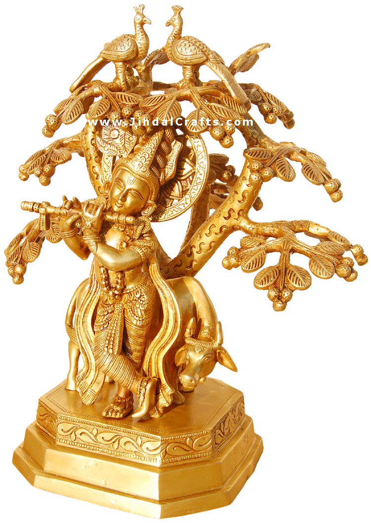 Lord Krishna under Kadam Tree Brass made Artifact