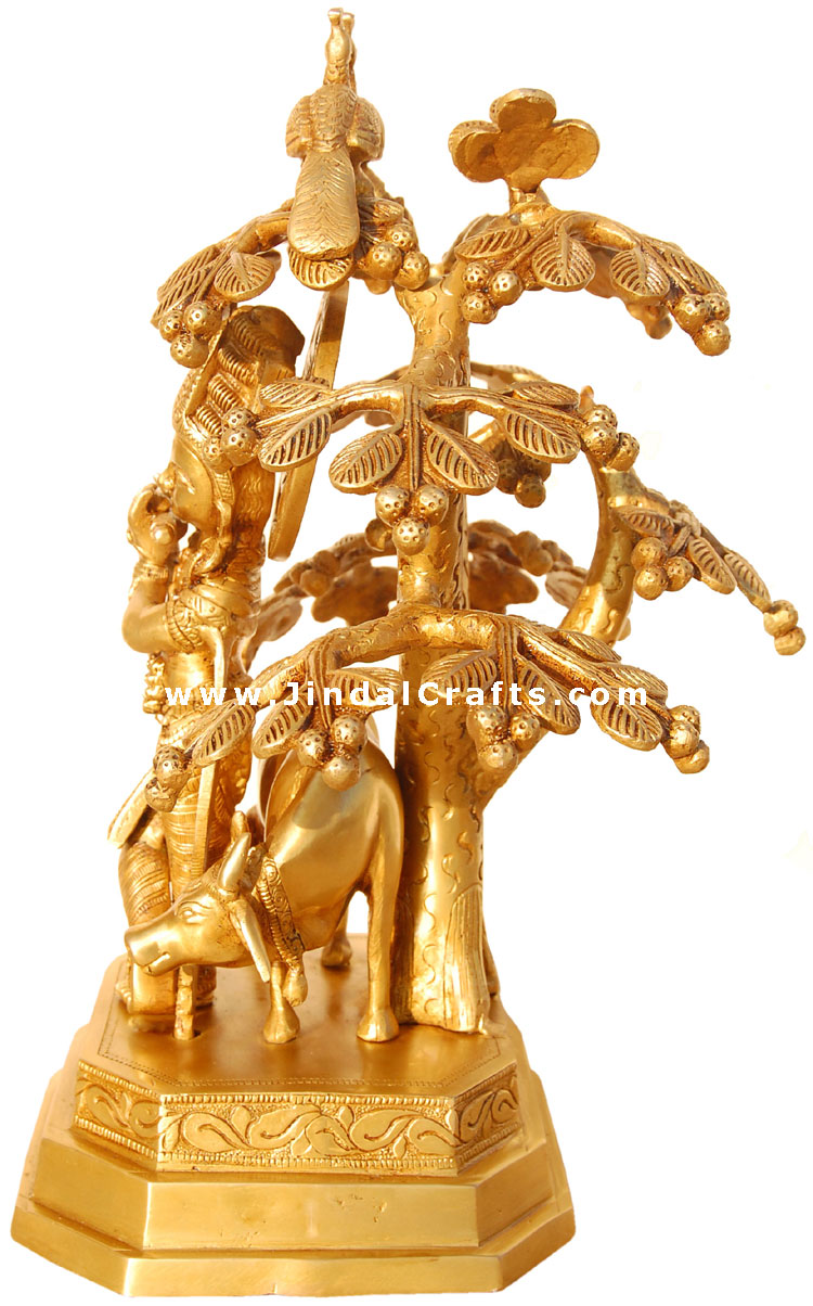 Lord Krishna under Kadam Tree Brass made Artifact